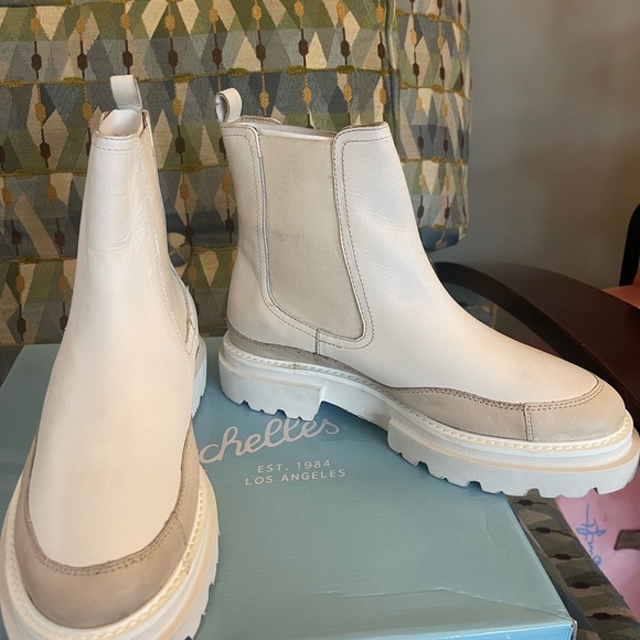 New Seychelles ivory leather chelsea boots sz 8 $170 - Picture 2 of 8